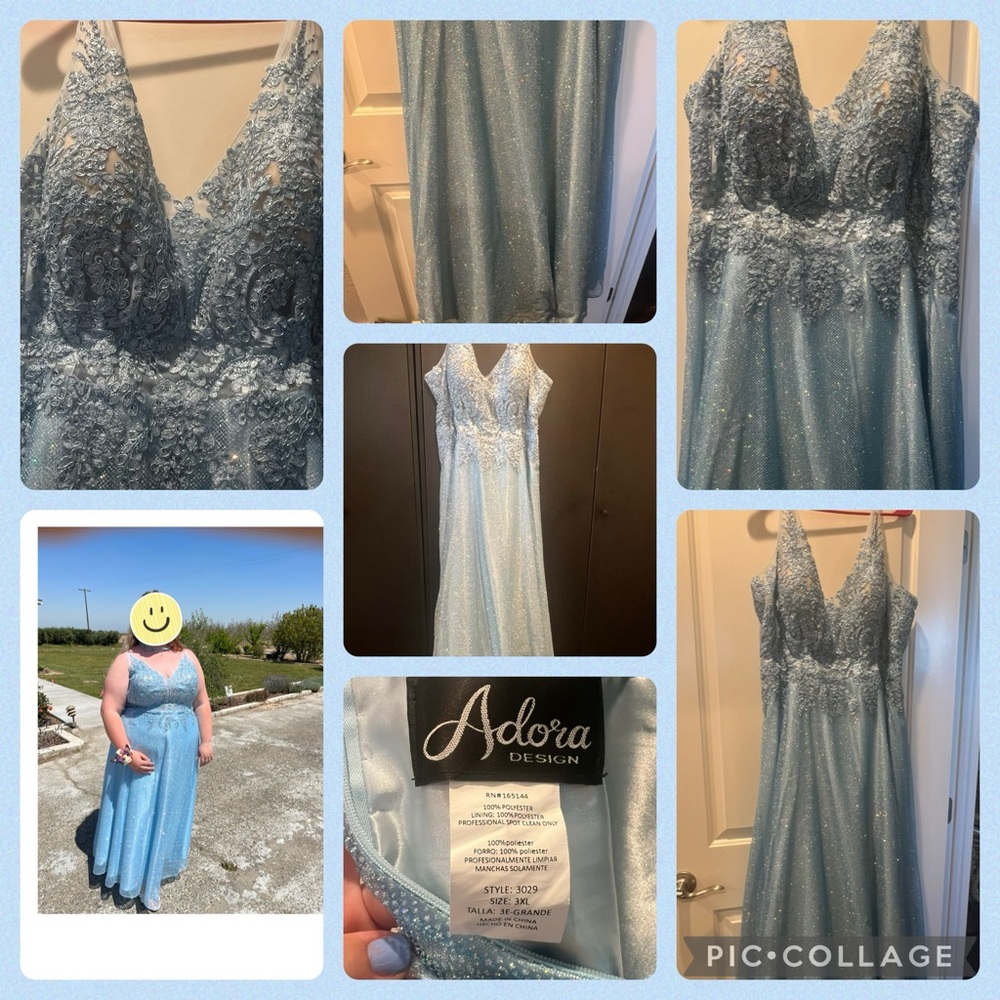 Light blue sparkly prom dress size 3XL